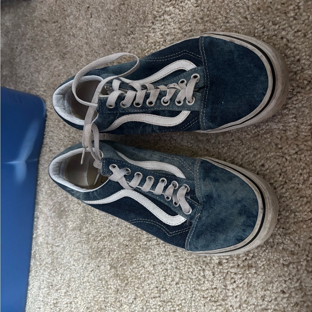 Blue and White Sneakers